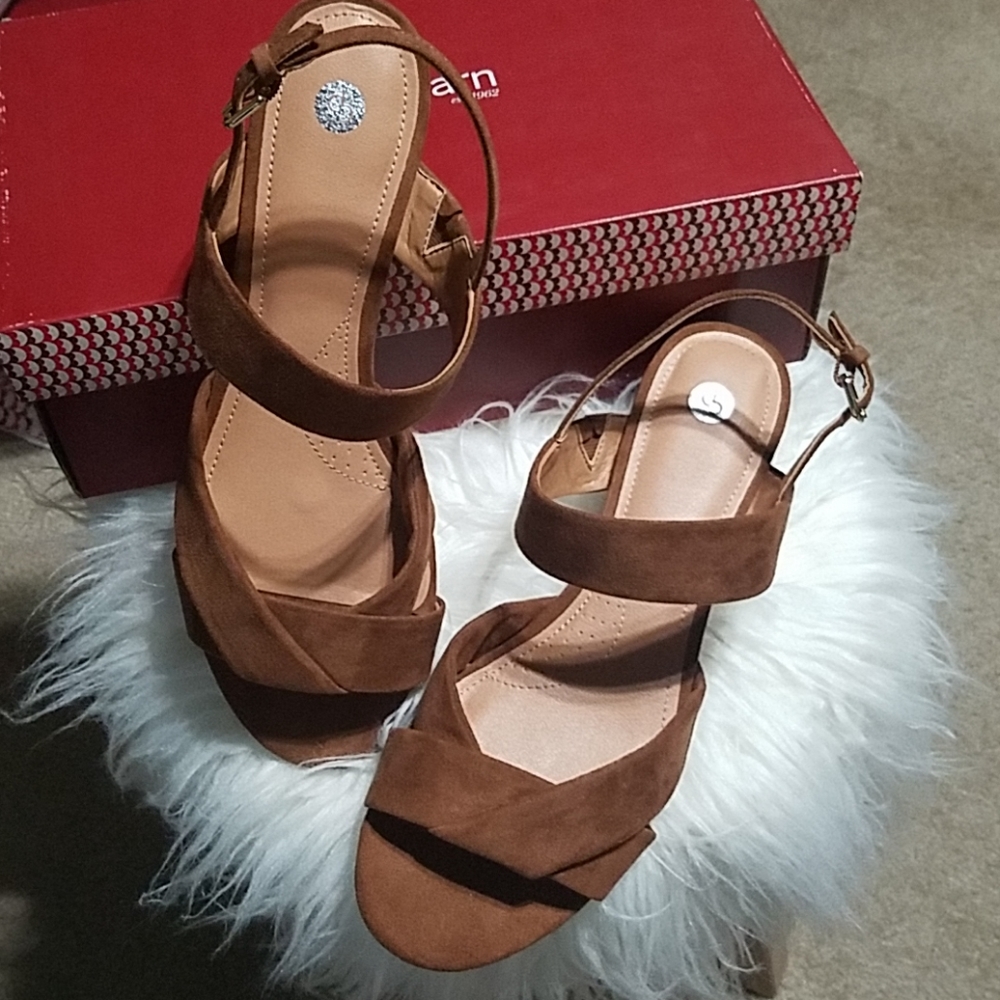 Dress Barn Bali Suede Block Heel Sandals